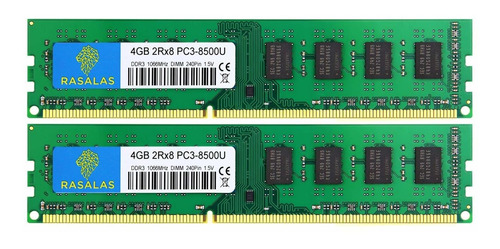 Memoria Ram 8gb Rasalas Ddr3 Kit (2x4gb) Pc3 8500u Ddr3 1066 Mhz Ddr3 Dimm 1066 Ddr3-8500 4gb 2rx8 Pc3 Ddr3 240-pin Modu