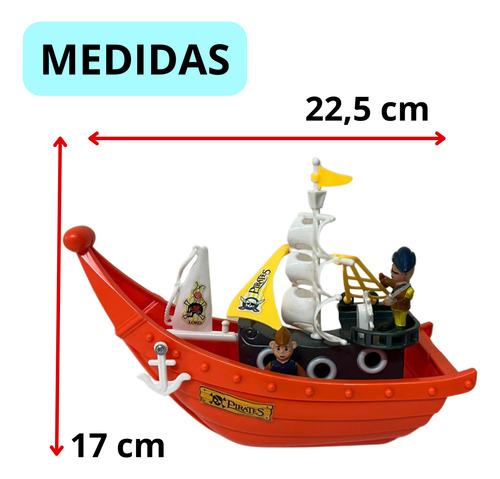 Navio Pirata Infantil Alto Mar C/ Cenário E Acessórios Barco