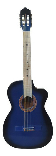 Guitarra Clasica Curva Azul Arte Musical Para Diestros