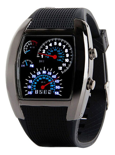 Q Fashion Aviation Turbo Dial Flash Reloj Led Regalo Hombre