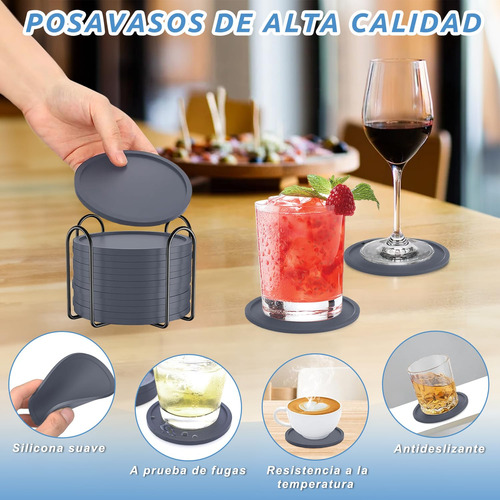 12pcs Portavasos De Silicona Antideslizantes Para Mesa Con