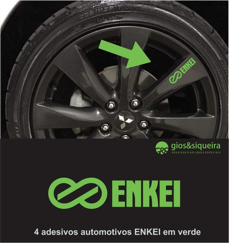 Kit De Adesivos Enkei Verde Para Rodas Lancer Ralliart