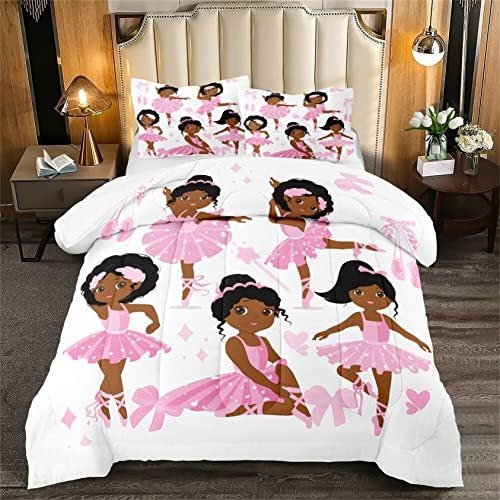 Juego De Cama Gemelo Rosa Para Niñas, Ballet Princesa, 1