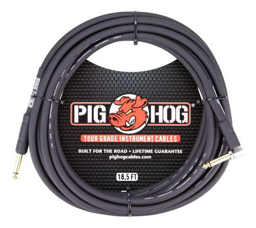 Cable Pig Hog Ph186r Plug Angular Para Guitarra Bajo 6 Mts