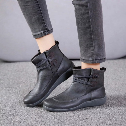 Botas De Cuero Vintage Planas Impermeables W 541