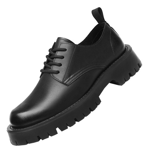 Zapatos Hombre Casual Confort Mocasines Plataforma Negros 1