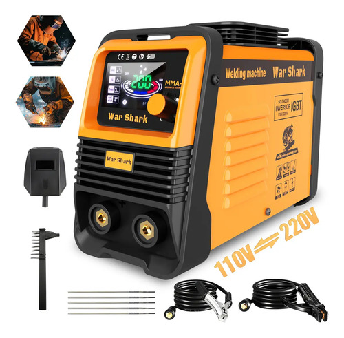 Máquina De Solda Inversora Portatil War Shark Bivolt 110v/220v Mma Tig Amarelo