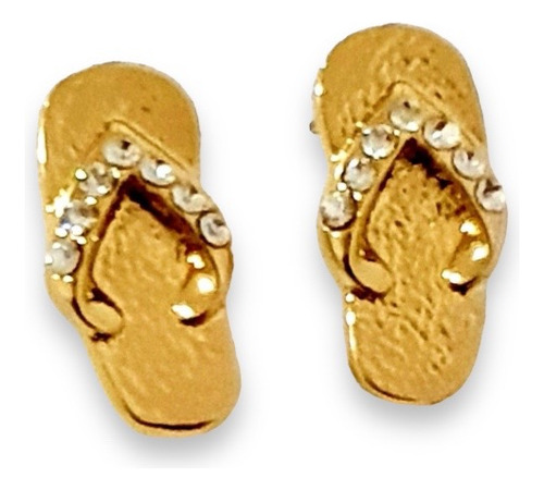 Aretes Huarache Oro Lam Y Brillantes