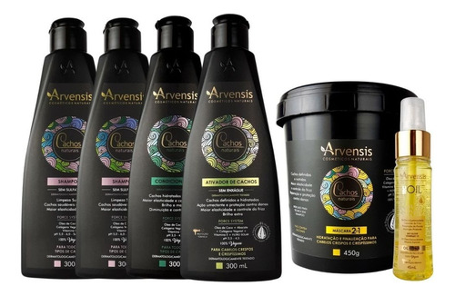 Kit Arvensis Cachos Naturais Crespos E Tec Oil 6 Itens