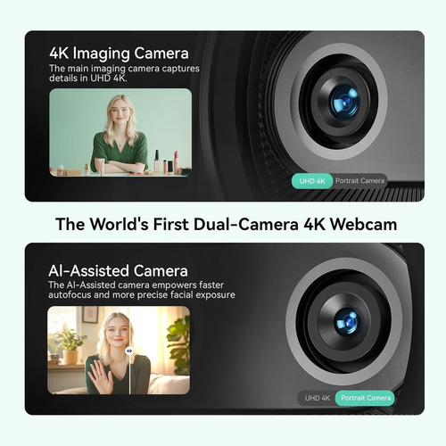 Cámara Web Piko 4k Ai Con 2 Cámaras Y 3 Modos De Sonido