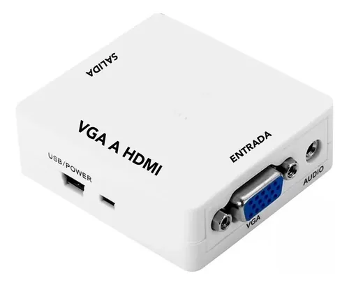 Conversor Adaptador Hdmi A Vga Activo Con Audio Color Blanco
