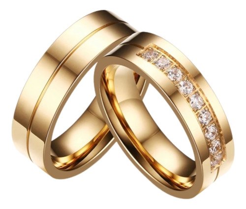 Par De Aros Matrimonio Alianza Oro18k Cristales Joyeria Gold