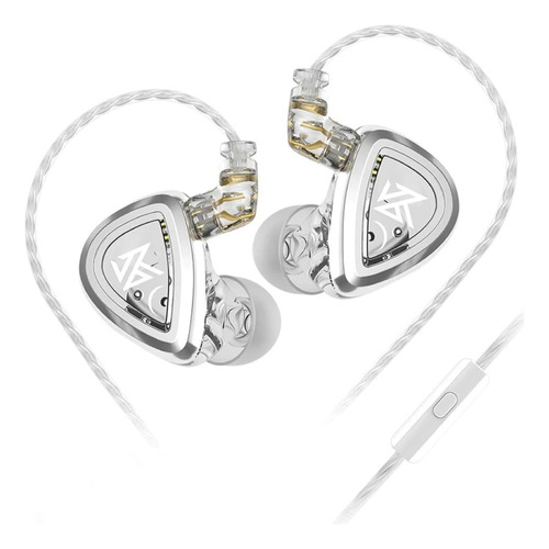 Audifonos In Ear Kz Eda Con Micrófono Transparent Silver 