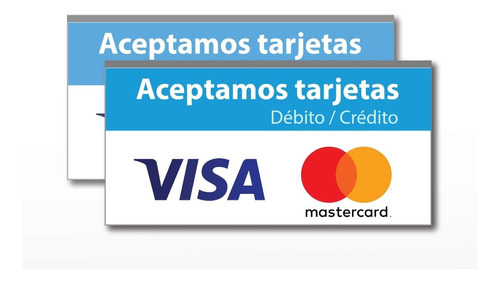 2calcomanía Aceptamos Tarjeta Crédito Débito Visa Mastercard