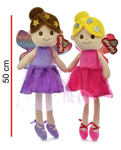 Imagen 6 de 8 de Peluche Hada Bailarina Phi Phi Toys Rosa Suave Y Abrazable