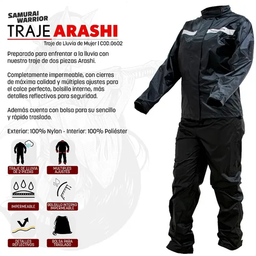 Lluvia Moto Impermeable Samurai Arashi Mujer