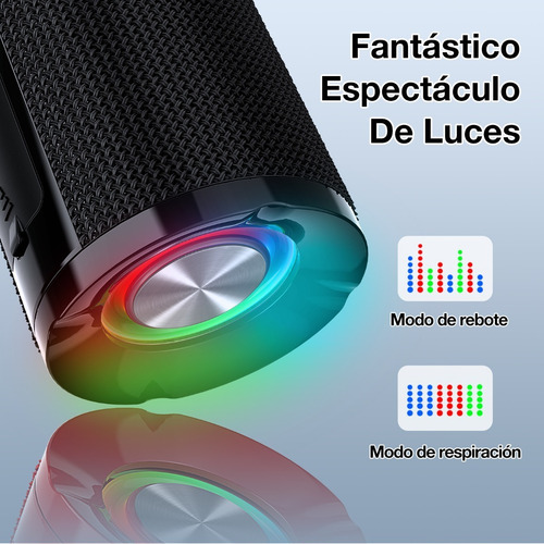 Alto-falante Bluetooth portátil, alto-falante sem fio BOC060 Bluetooth 5.1 de 1 hora com reprodução de som estéreo HD sem usar as mãos, AUX/Micro SD/TF/USB de 3,5 mm, preto