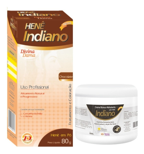 Kit 01 Henê Indiano Chocolate +01cr. Branco Indiano 500g