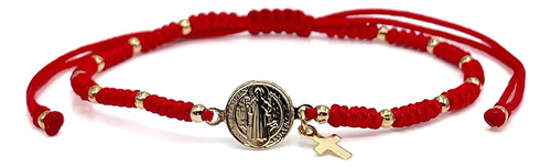 Medalla De San Benito Pulsera Ajustable De Hilo Rojo (r...