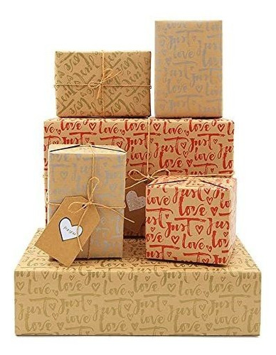 Papel De Regalo Geluode, Papel De Regalo Kraft Love Heart