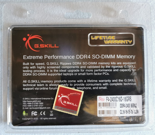 Memória Ram Ddr4 G.skill Ripjaws 16gb (2x8gb) Notebook Cl16