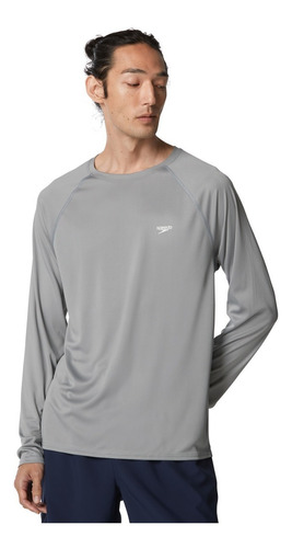 Playera Speedo Hombre Gris Rashguard Natación 7748221020