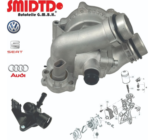 Bomba Agua Completa Aluminio Y Brida Vw Gti 2.0 Tsi 13-17