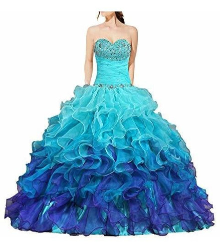 Vestido Arcoíris Quinceañera Sin Tirantes