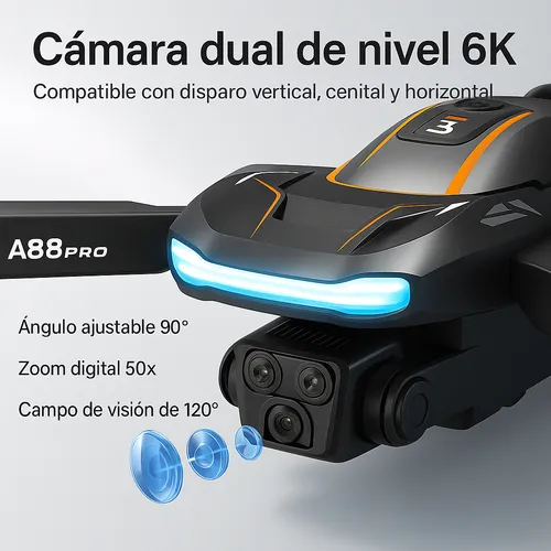 Dron Con Doble Camara Profesional Fpv Fotos Y Video A88 Pro Negro