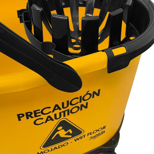 Cubeta Con Exprimidor 17l Amarilla Con Base Dolly