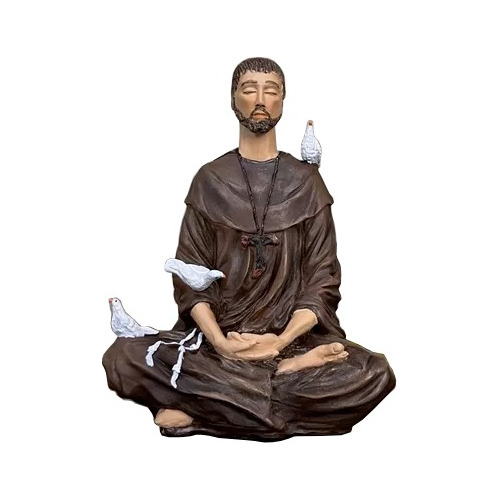 Imagem São Francisco De Assis Meditando 20cm Resina 