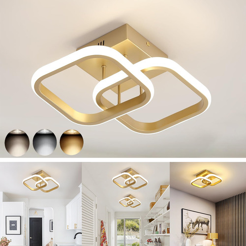 Plafon Luminária Led Moderno Duplo Quadrado Embutir Quarto