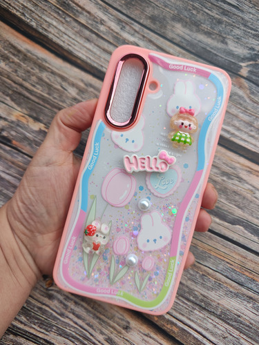 Funda Con Apliques 3d Para Samsung A36 A56 Brillos Reforzado Rosa