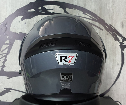 Imagen 7 de 10 de Casco Abatible R7 Racing Unscarred Doble Mica Gris