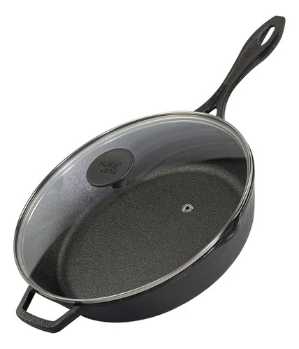 Frigideira De Ferro Fundido Com Tampa De Vidro 28 Cm