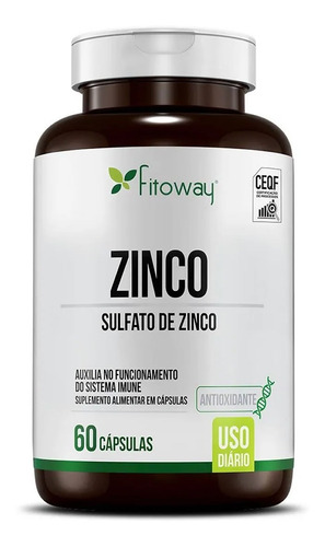 Zinco 60 Caps - Fitoway - Funcionamento Do Sistema Imune Sabor Sem Sabor