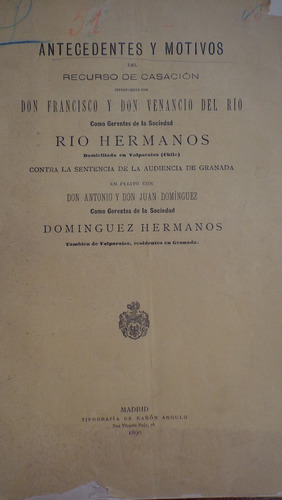 Valparaíso Sociedad Dominguez Litigio Legal 1890