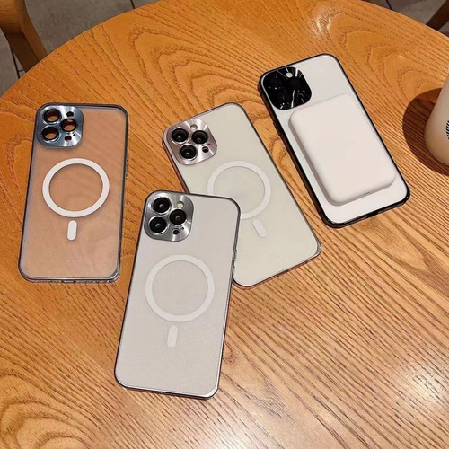 Capa magnética de metal com proteção de lente para iPhone Silver Color para iPhone 13 Pro Max