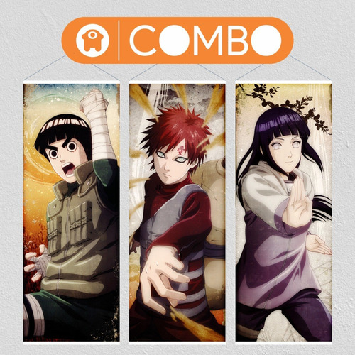 Imagen 1 de 6 de Lona De Naruto - Gaara Hinata Rock Lee Combo X 3 - Animeras