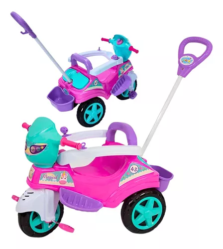 Triciclo Infantil Baby City Menina com Empurrador