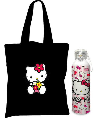 Tote Bag Hello Kitty N + Botella En Aluminio - Estampaking