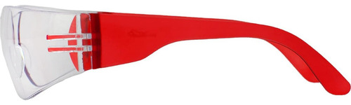 Gafas De Seguridad Bison Life - Lente Clara Y Templo Rojo