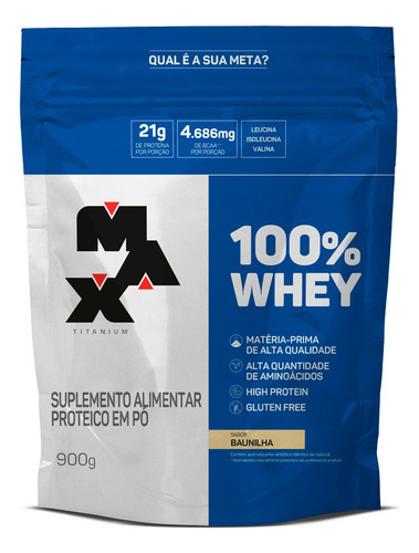 Whey Protein 100% Max Tinanum 900g Sabor Baunilha Refil
