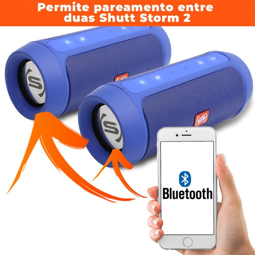 Imagem 3 de 5 de Caixa De Som Bluetooth Portátil 15w Usb Sd Aux Storm 2 Shutt