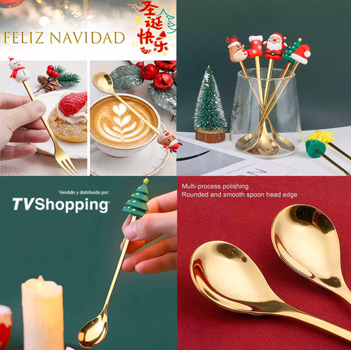 Juego De 4 Cubiertos Navideños Cubiertos Regalo De Navidad