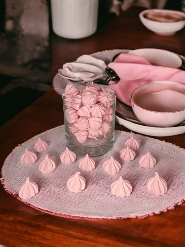 Mini Suspiros Caseiro Artesanal 170g Rosa