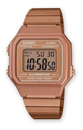 Reloj Casio Vintage B-650wc-5a Rose Gold Color del fondo Gris