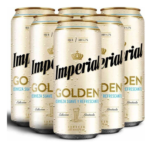 Cerveza Imperial Golden 473ml Pack X6 Latas Lager Rubia