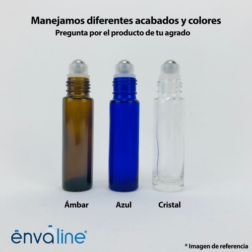 Frasco Roll On 10 Ml Vidrio Canica Metálica 300pzs