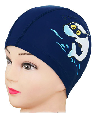 Hero Band touca de natação infantil profissional impermeável cor azul escuro golfinho